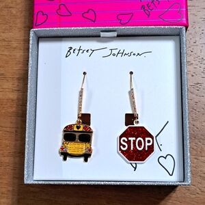 Betsey Johnson School Bus Dangke Earrings NWT